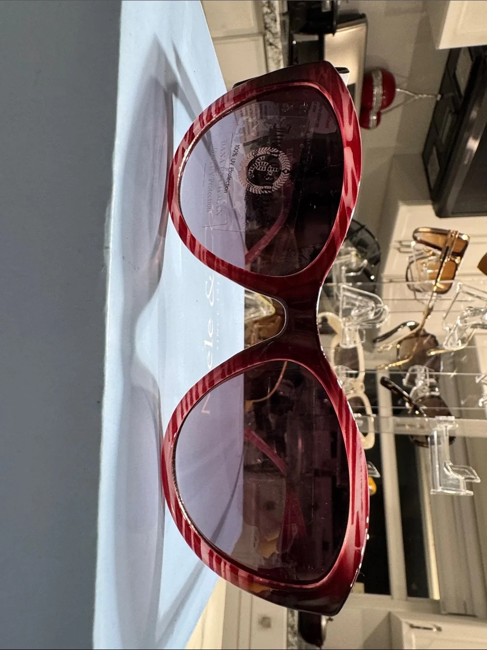 Dana Buchman Red Cat Eye Sunglasses with Gradient Lenses